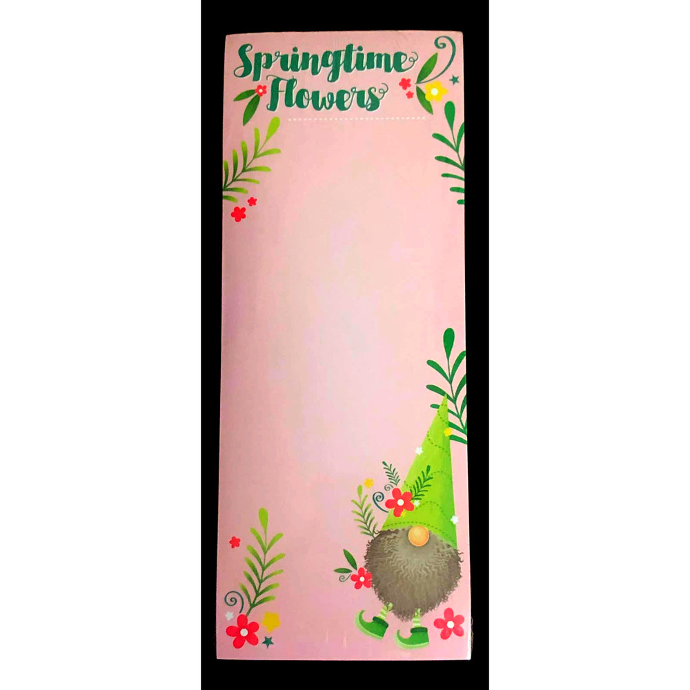 Gnome Magnetic List Note Pads 30 Sheets - Springtime Flowers